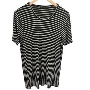 Brandy Melville Striped Mini Shirt Dress Gray Short Sleeve Cozy Baby Doll Preppy